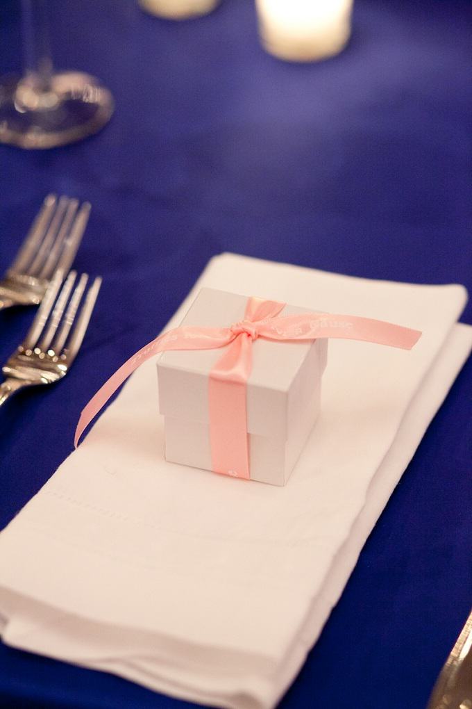 Single dessert wedding favors at the Bedford Village inn - Chocolate Wedding Favor - Pink Ribbon - Two Piece Box
