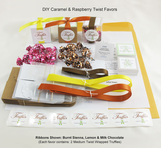 Front display of our Caramel Twist DIY Favors showing all components.